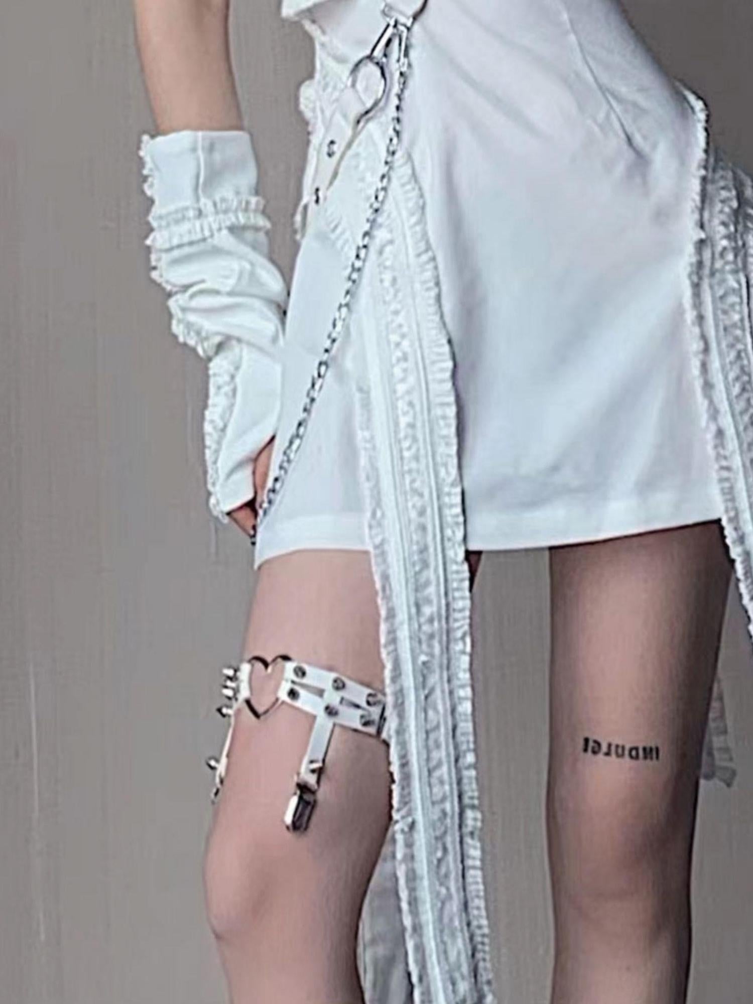 WSW WUSHENWU Gothic Punk Sock Garter Dark Studded Legwear