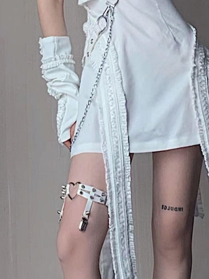 WSW WUSHENWU Gothic Punk Sock Garter Dark Studded Legwear