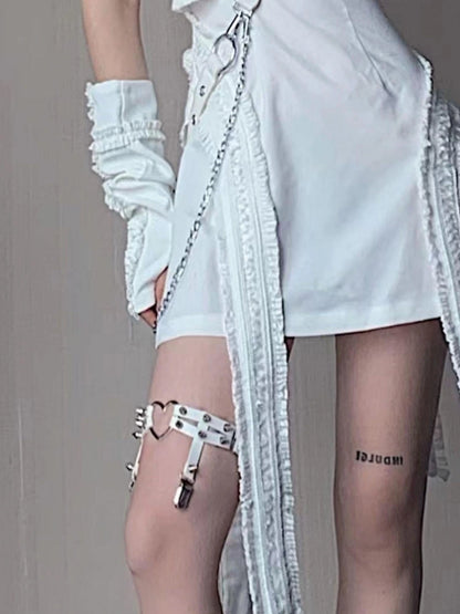 Gothic Punk Sock Garter Dark Studded Legwear