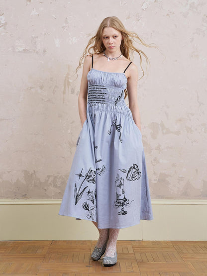 DIDDI MODA Gothic Smocked Floral Sundress