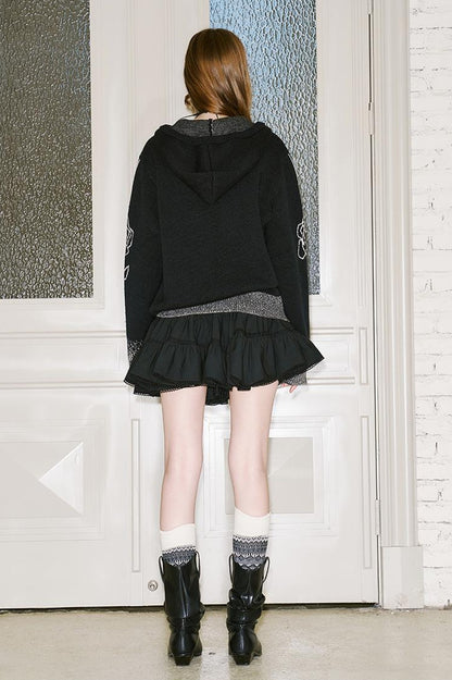 DIDDI MODA Gradient Knit Zip Hoodie With Speckle Jacquard