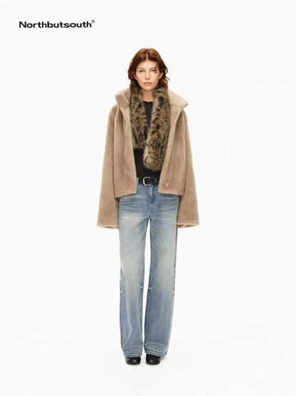 Gradient Leopard Print Faux Fur Short Women&