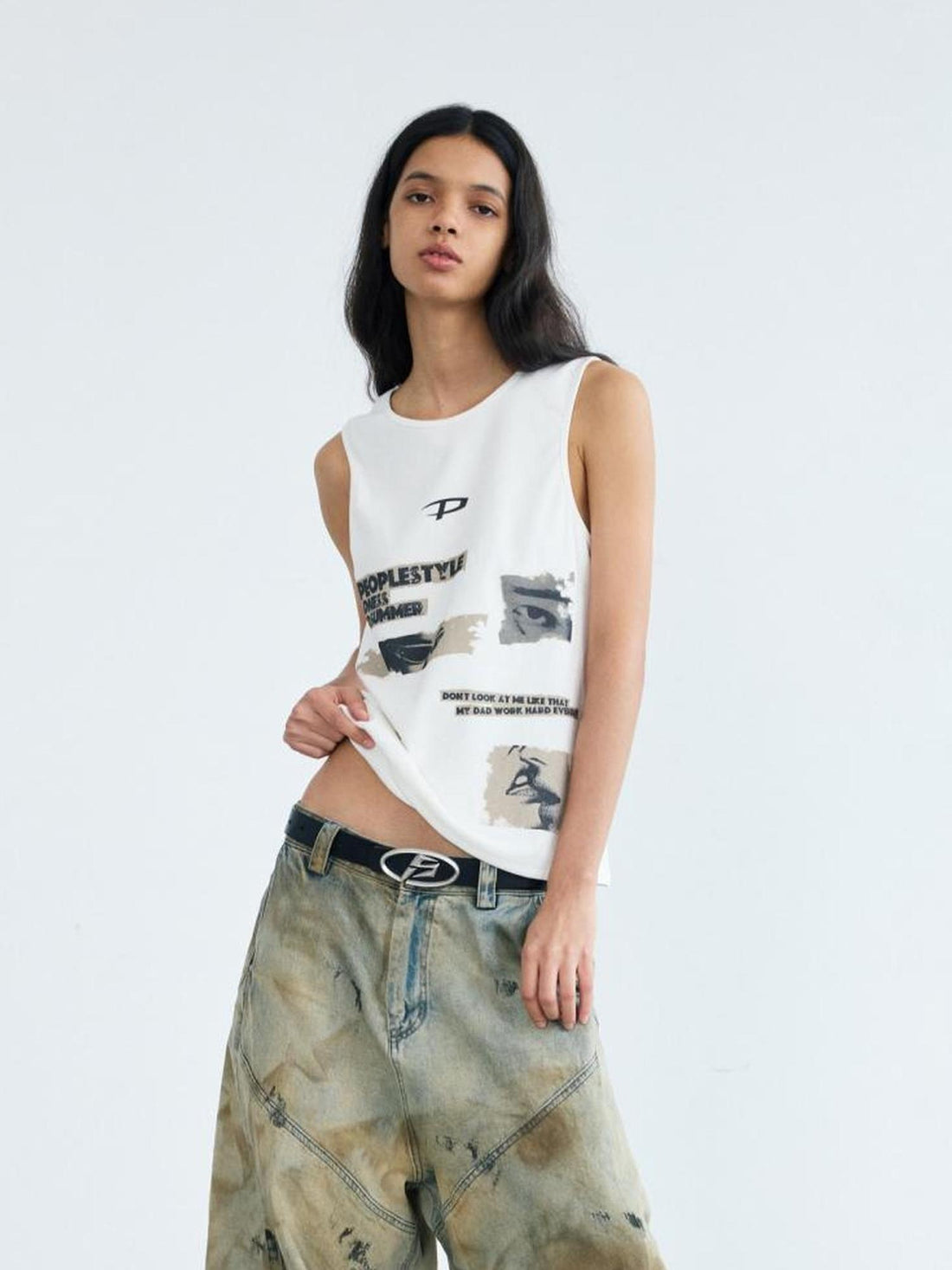 Peoplesense Graffiti Punk Knit Vest Unisex White