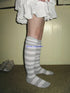 Vintage Gray White Striped High Socks