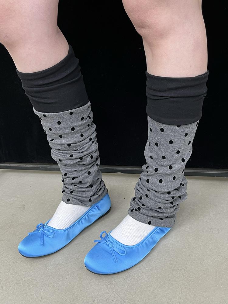 Gray Pink Knit Long Stacked Leg Warmers Socks