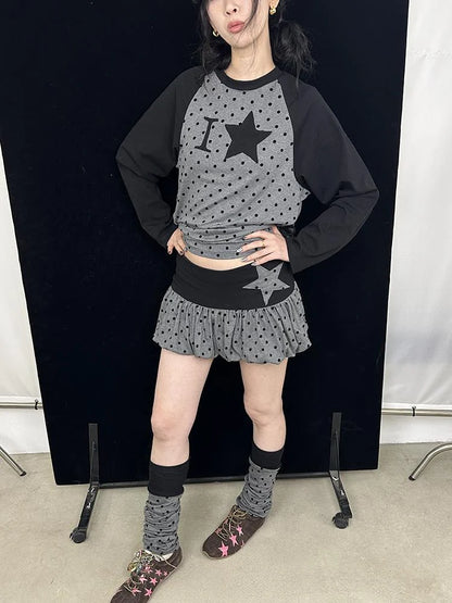 Gray Pink Knit Long Stacked Leg Warmers Socks