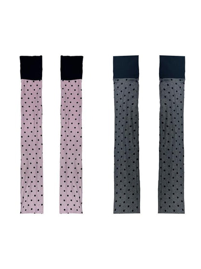 Gray Pink Knit Long Stacked Leg Warmers Socks
