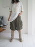 ang project Vintage Washed Wide Leg Denim Mid Length Trousers