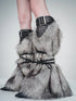Faux Fur Leg Warmers with Adjustable Lacing