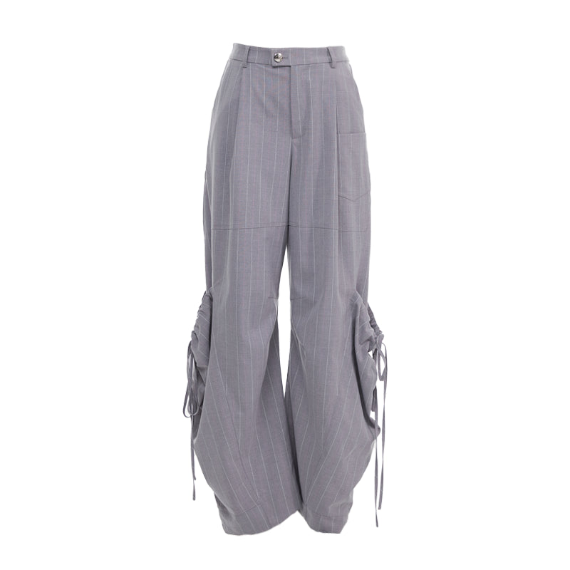YOSHUYUKI Gray Cargo Jogger Pants With Drawstring Oversized Pockets