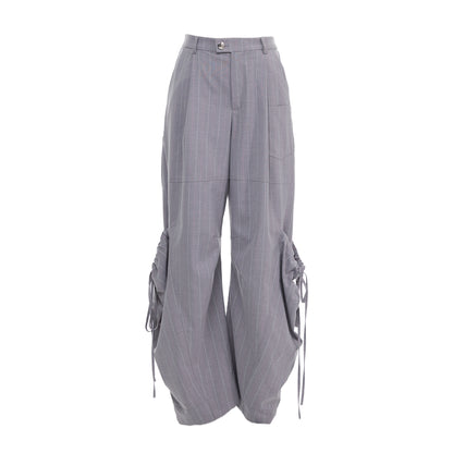 YOSHUYUKI Gray Cargo Jogger Pants With Drawstring Oversized Pockets