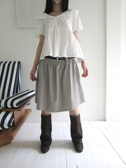 Vintage Solid A Line Skirt with Belt