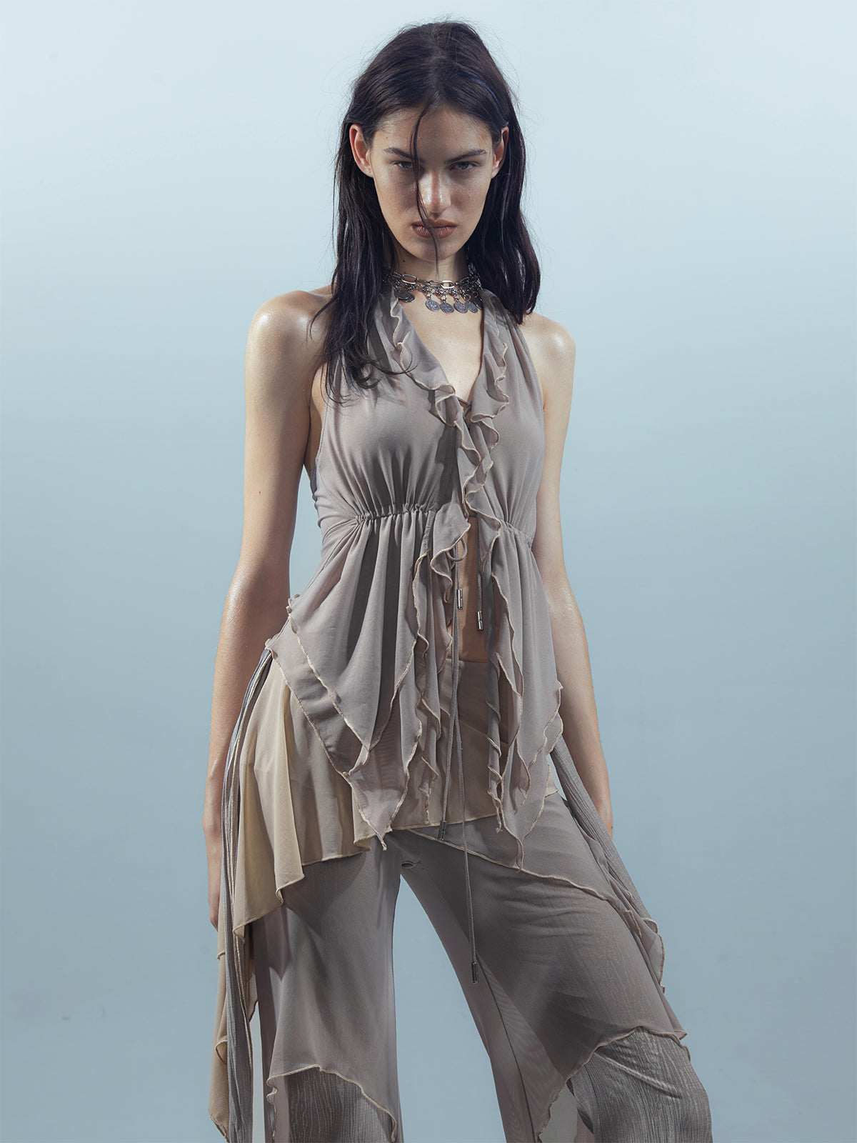 UpdateNN NORTH NODE Lace Edge Camisole with Drawstring Mesh Hem