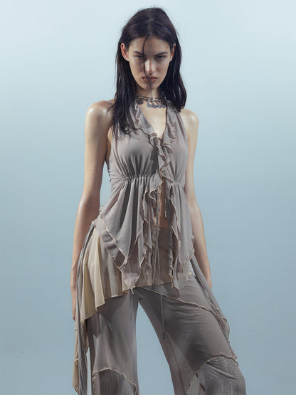 UpdateNN NORTH NODE Lace Edge Camisole with Drawstring Mesh Hem