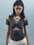 UpdateNN NORTH NODE Piscean Loom Ethereal Threads V-Neck Beaded T-Shirt
