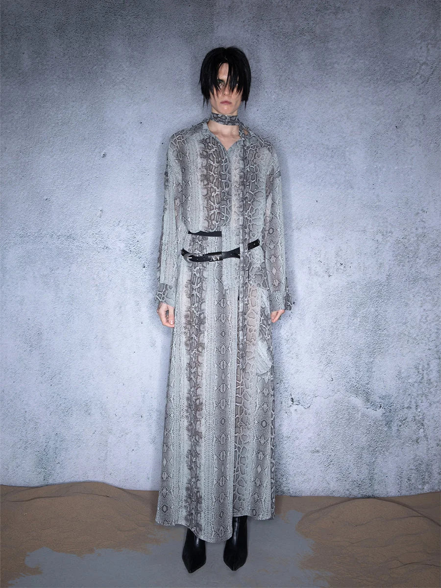 Snake Print Chiffon Shirt Dress Multi Way Wear