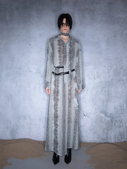 Snake Print Chiffon Shirt Dress Multi Way Wear