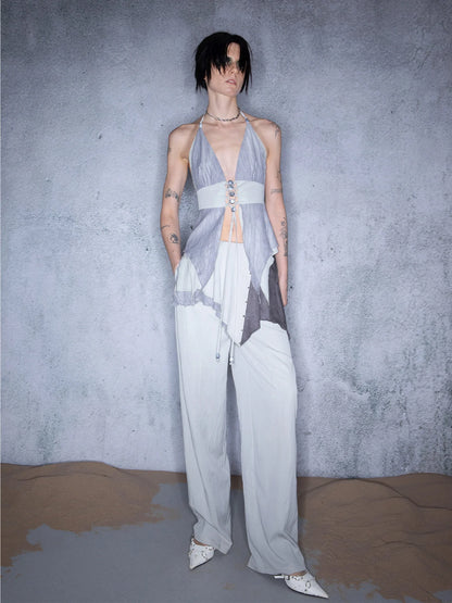 Cotton Beaded Tassel Strap Backless Camisole