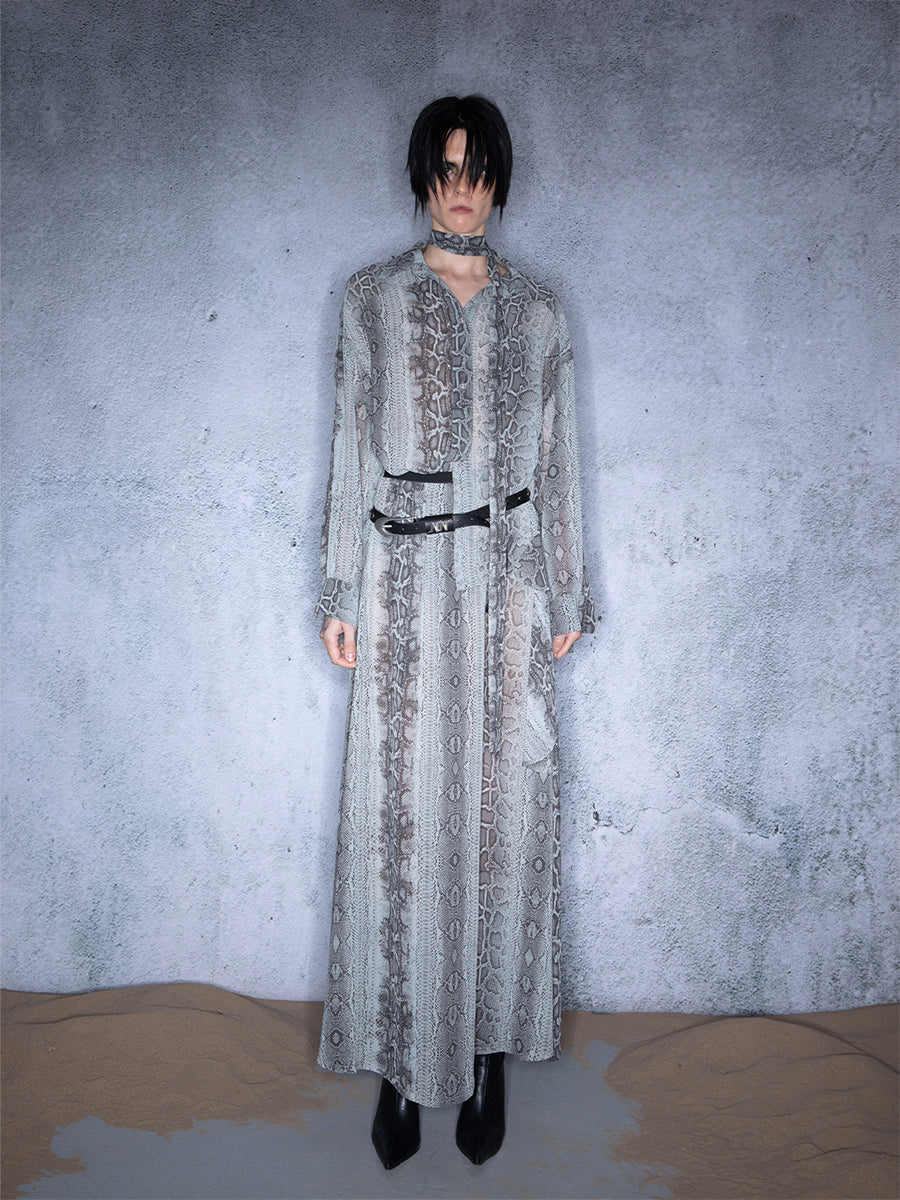 UpdateNN NORTH NODE Snake Print Chiffon Shirt Dress Multi Way Wear