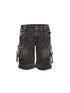Flowers birds Market Low Rise Five Pocket Baggy Jeans Washed Gray Black