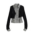 Update c Contrast Patchwork Fake Two Layer Shirt