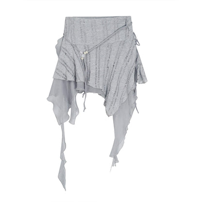 Update Cest Nous Sea Witch Poetry Mist Blue Beaded Asymmetrical Hem Skirt