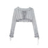 Update Cest Nous Sea Witch Poetry Stripe Lace-Up Ruffle Hoodie Top