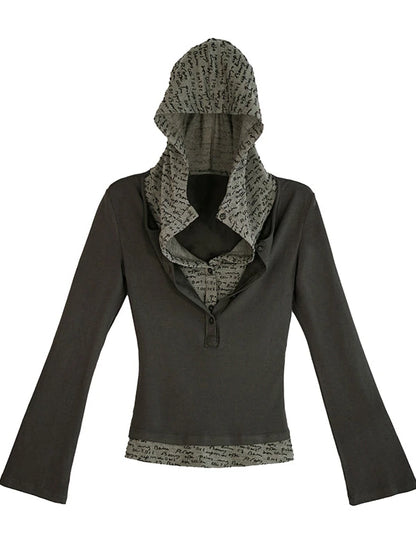 Wander Punk Layered Collage Hooded Knit Top