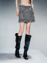 NN NORTH NODE Tweed Blazer And Skirt Set With Frayed Detailing