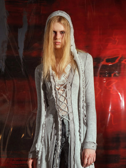 Vintage Patchwork Knit Duster Coat