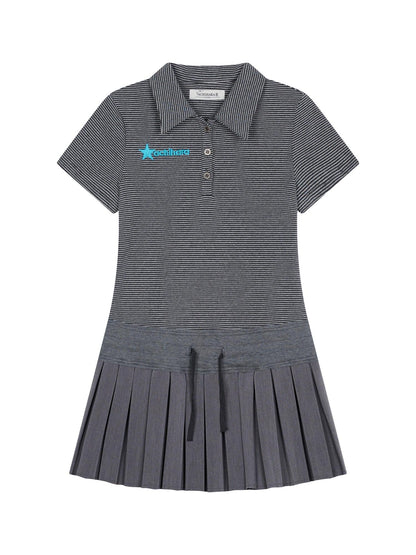 Achihara Nerd Skirt Pleated Polo Dress