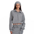 ALINNV STUDIO Polo Collar Drawstring Hem Embroidered Loose Fit Crop Sweatshirt