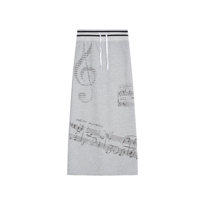Achihara Emotional A-Line Skirt With Musical Print
