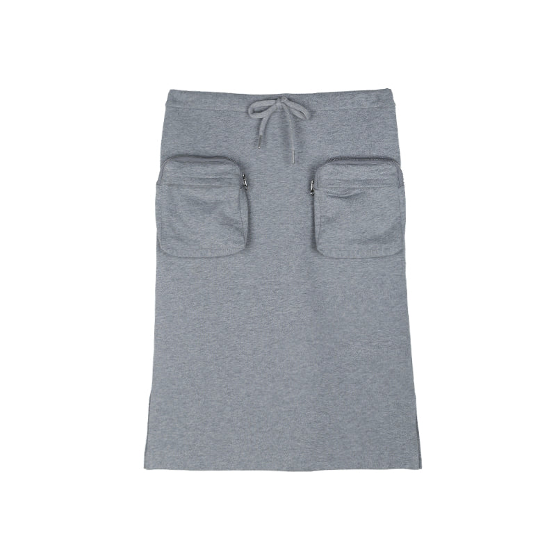 ALINNV STUDIO Low Waist Pocket Sweater Skirt Mid Length