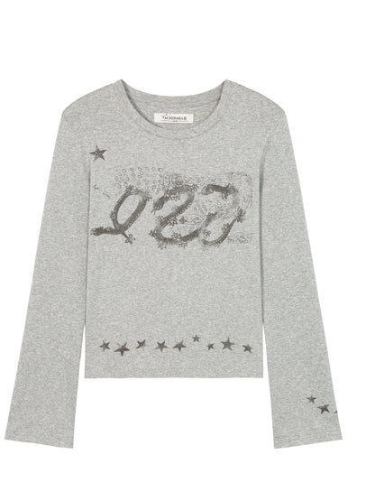 Gray Print Short Sleeve T-Shirt Unisex