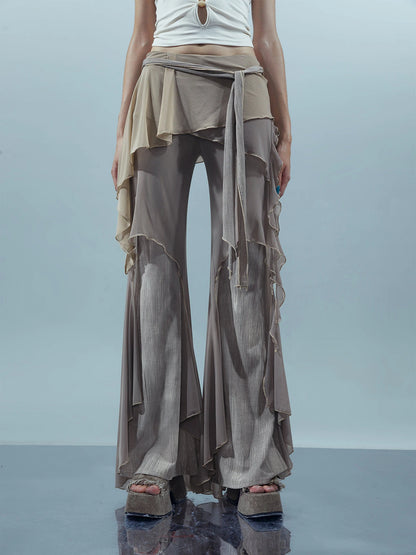 Multi Layer Mesh Gradient Wide Leg Pants