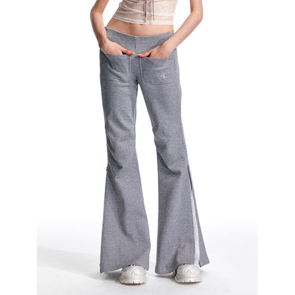 ALINNV STUDIO Vintage Low Rise Embroidered Flared Sweatpants with Sheer Panel