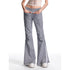 ALINNV STUDIO Vintage Low Rise Embroidered Flared Sweatpants with Sheer Panel