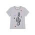 Achihara Music Button Embroidered Tee V Neck T Shirt Long Sleeve
