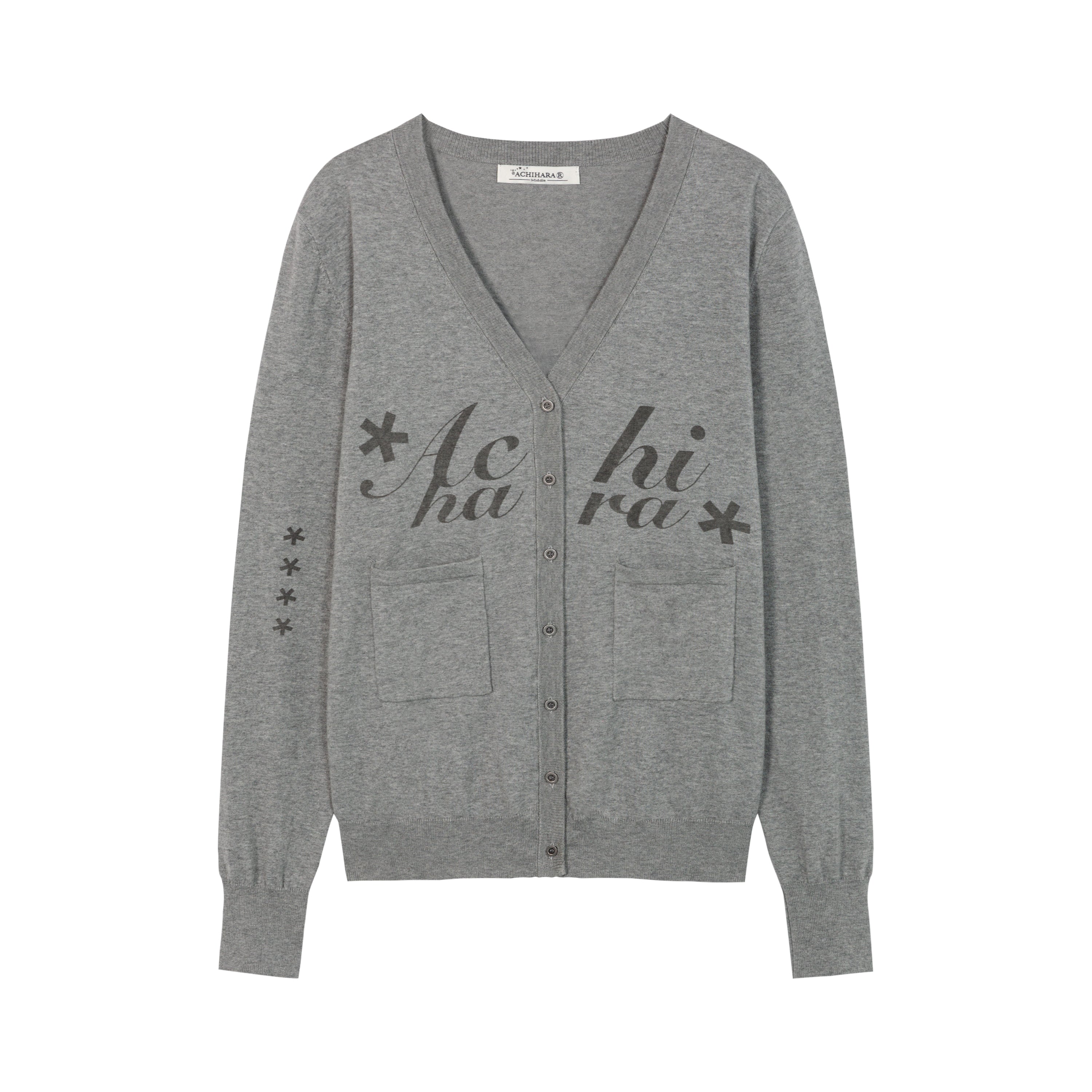 Update Achihara Achihara 2025 Knit Cardigan With Print V-Neck T-Shirt Long-Sleeve