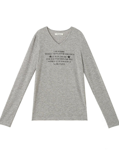 Long Sleeve T-Shirt With Inspirational Print Describe Yourself Beyond Rules