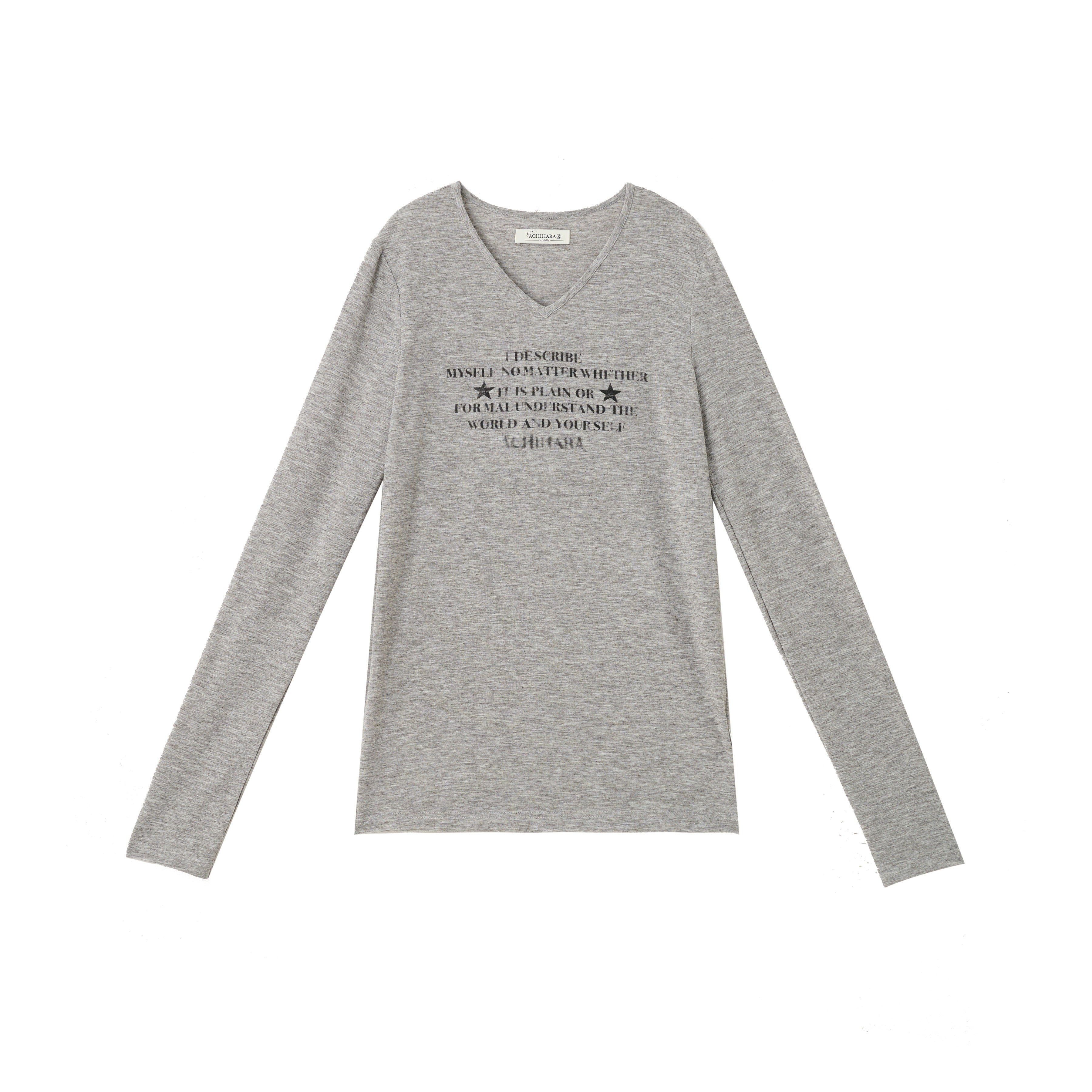 Achihara Long Sleeve T-Shirt With Inspirational Print Describe Yourself Beyond Rules