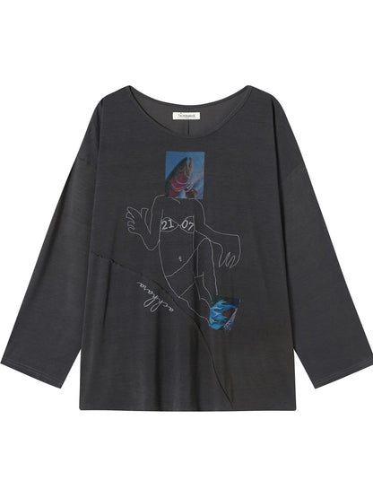 Achihara Relaxed Salted Fish Sunshield Loose Top