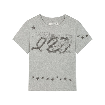 Update Achihara Gray Print Short Sleeve T-Shirt Unisex