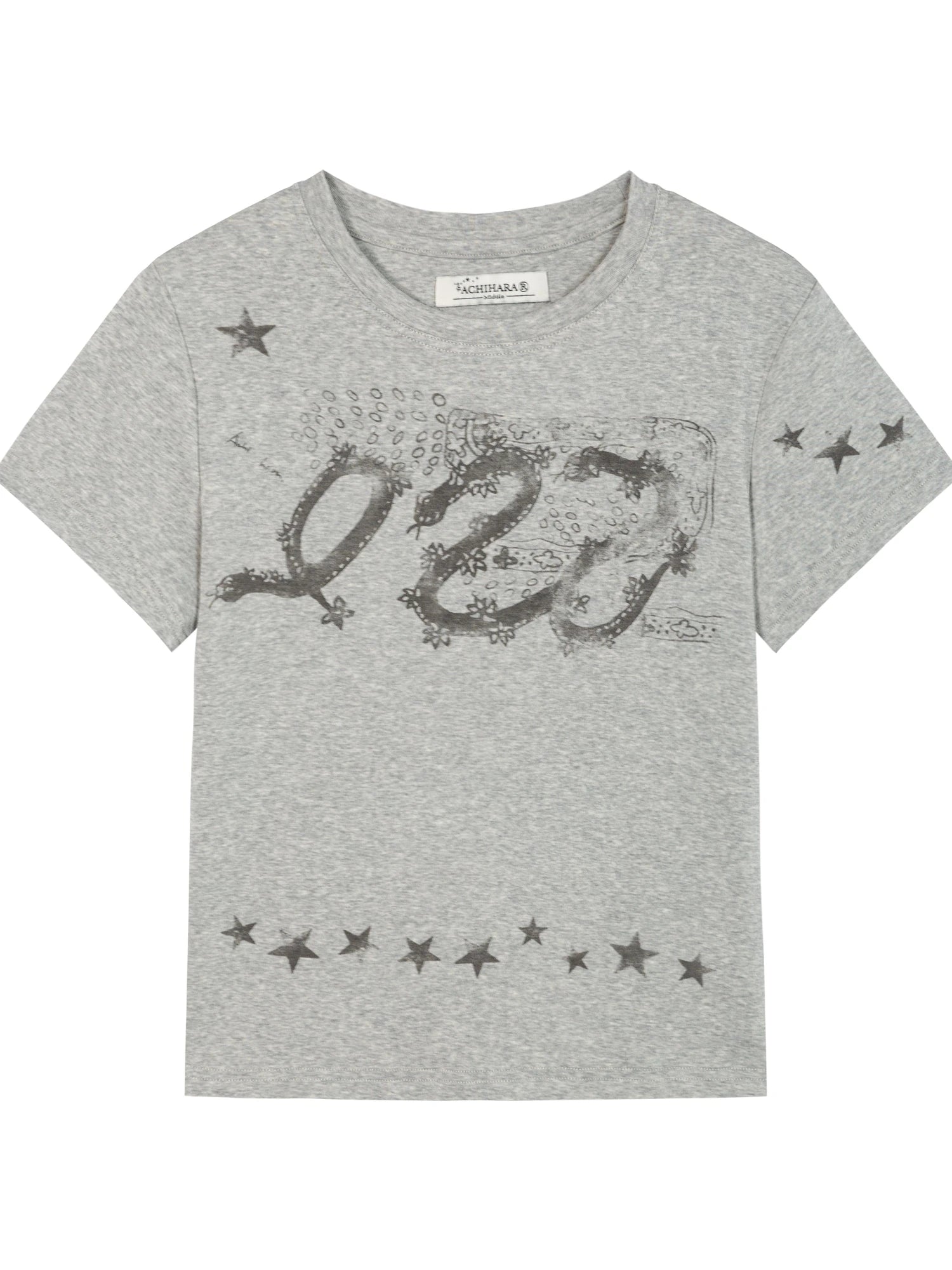 Gray Print Short Sleeve T-Shirt Unisex