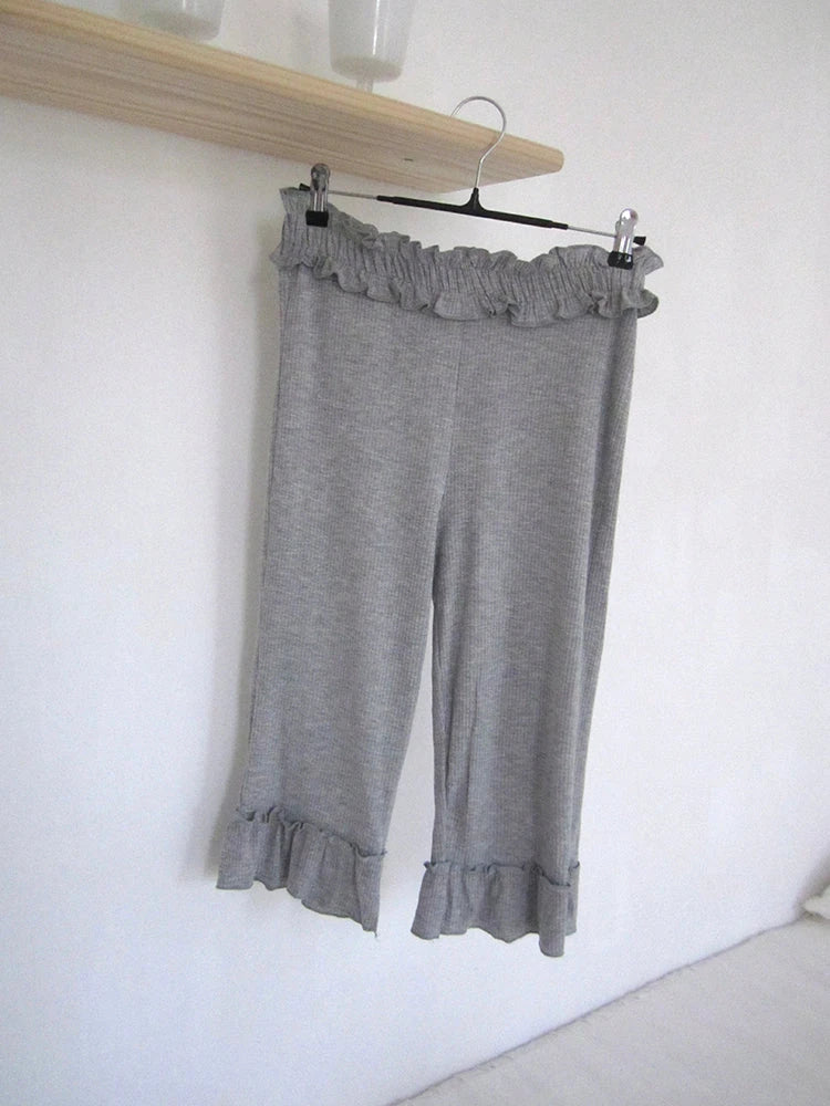 Summer Elastic Waist Ruffled Hem Slimming Shorts