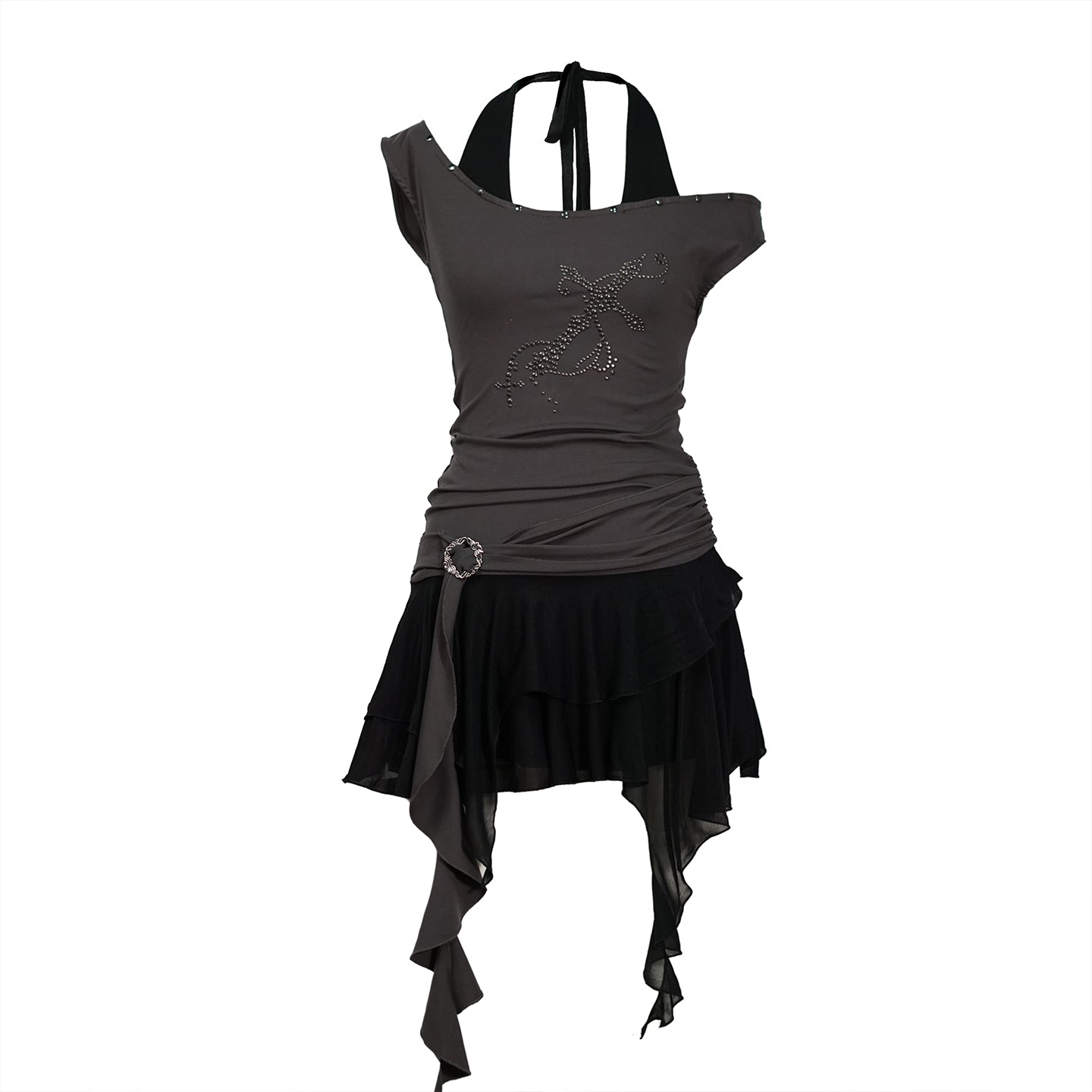Update Cest Nous Sea Witch Poetry Cross Studded Slanted Hem Dress