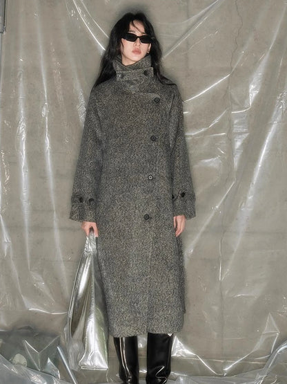 Grey Squid Wool Coat Women S Minimalist Oversized Blazer Jacket