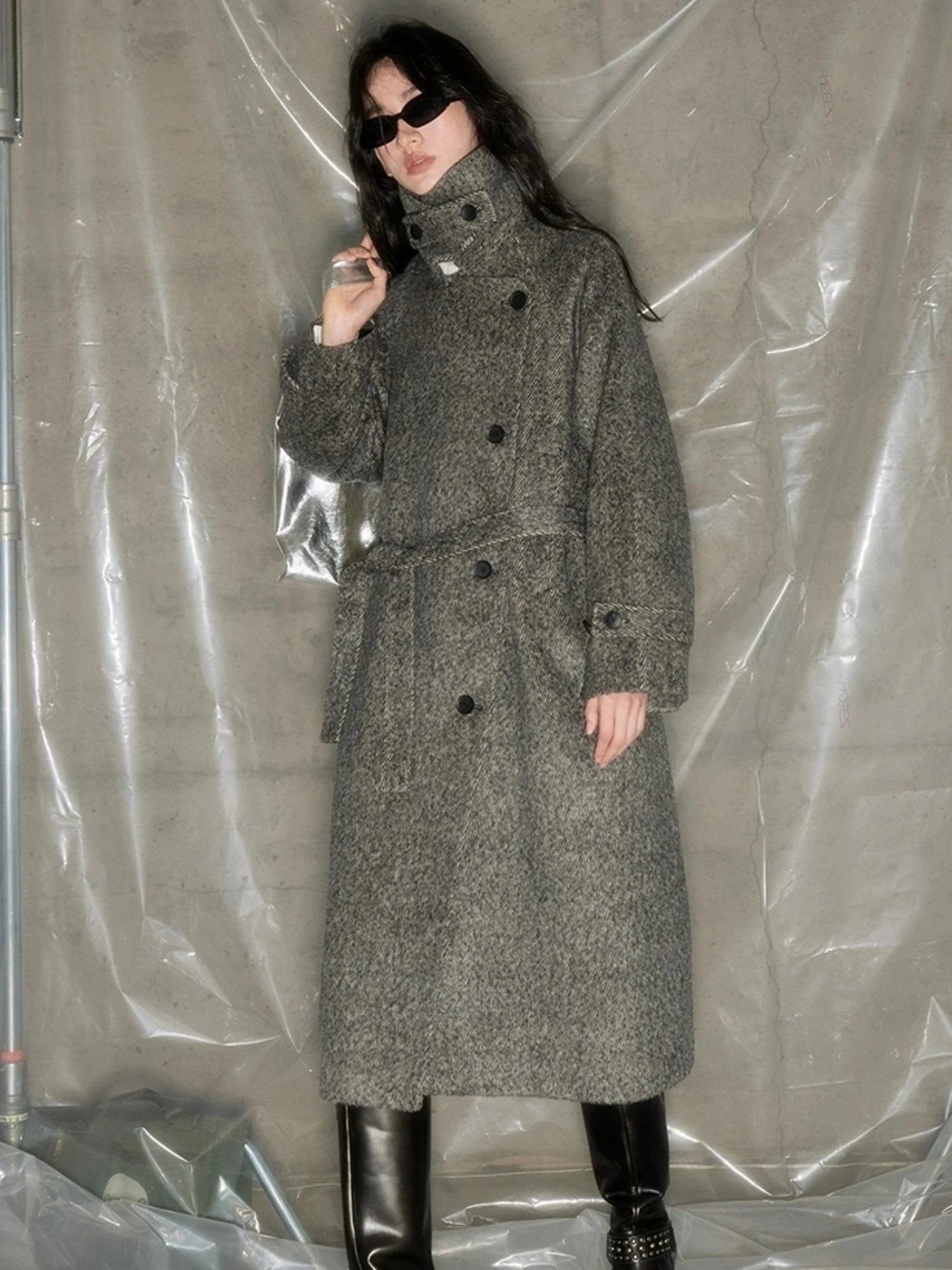 Grey Squid Wool Coat Women S Minimalist Oversized Blazer Jacket