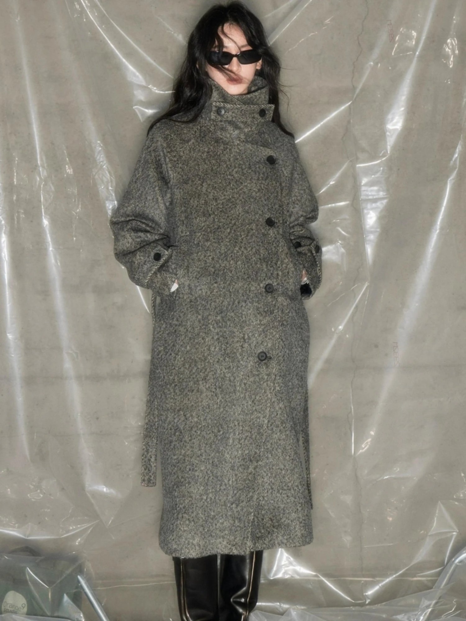 Grey Squid Wool Coat Women S Minimalist Oversized Blazer Jacket